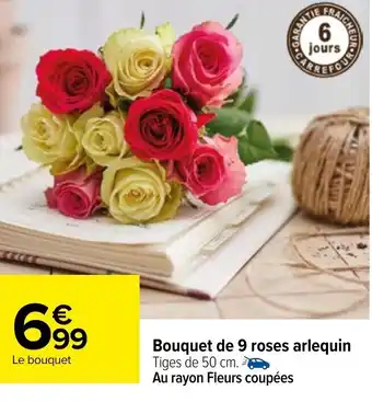 Carrefour Bouquet de 9 roses arlequin offre