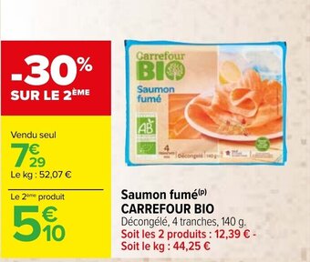 Carrefour Saumon fumé CARREFOUR BIO offre