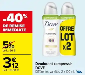 Carrefour Déodorant compressé Dove offre