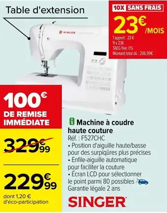 Carrefour Machine à coudre haute couture offre