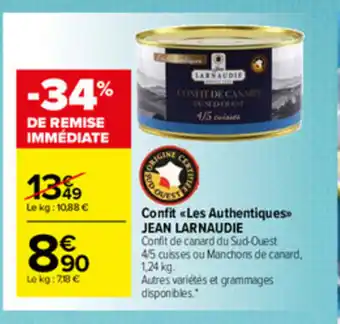 Carrefour Market Confit Les Authentiques Jean Larnaudie offre