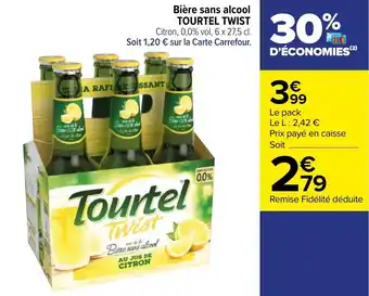Carrefour Bière sans alcool TOURTEL TWIST offre