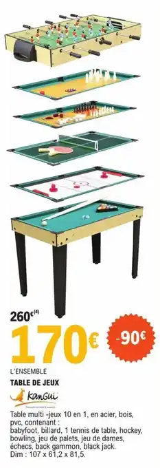 E.Leclerc Brico TABLE DE JEUX offre