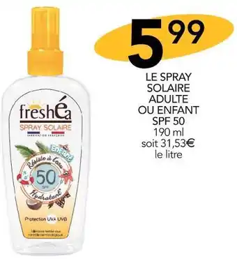 Stokomani Freshéa le spray solaire adulte ou enfant spf 50 offre