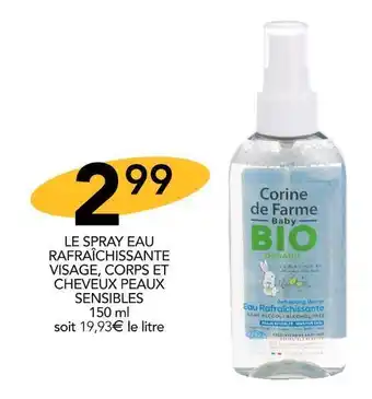 Stokomani Corine de farme le spray eau rafraîchissante visage, corps et cheveux peaux sensibles offre