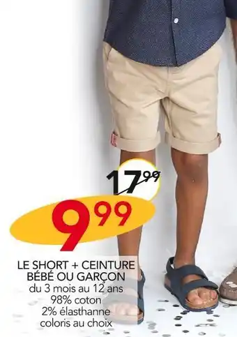 Stokomani Gentleman farmer le short + ceinture bébé ou garçon offre