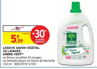 Intermarché Hyper LESSIVE SAVON VÉGÉTAL 34 LAVAGES ARBRE VERT(b) offre