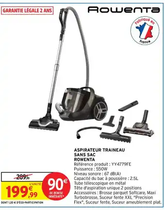 Intermarché Hyper ASPIRATEUR TRAINEAU SANS SAC Rowenta offre