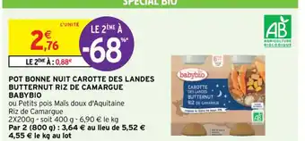 POT BONNE NUIT CAROTTE DES LANDES BUTTERNUT RIZ DE CAMARGUE BABYBIO
