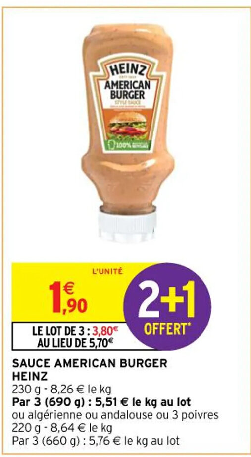 Promo SAUCE AMERICAN BURGER HEINZ chez Intermarché Hyper