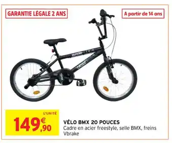 VÉLO BMX 20 POUCES Cadre en acier freestyle, selle BMX, freins