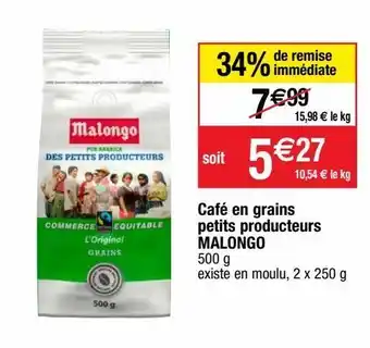 Cora x Carrefour Café en grains malongo offre