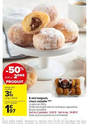 Carrefour Market 8 mini beignets choco-noisette (2)(n) offre