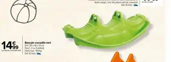 Carrefour Market Bascule crocodile vert Dim: 101 x 46 x 33 cm Pour 1, 2 ou 3 enfants. Poids max: 100 kg Dès 10 mois offre