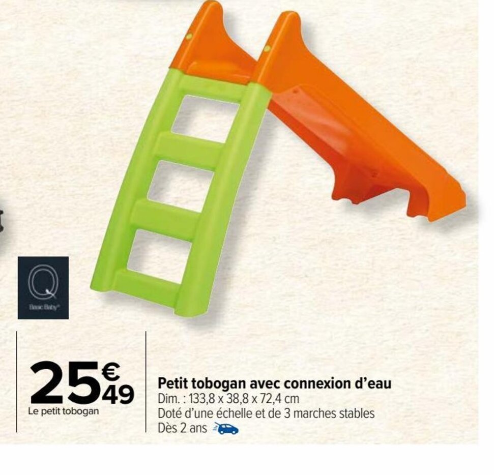 Promo Petit tobogan avec connexion d'eau Dim. 133,8 x 38,8 x 72,4 cm chez Carrefour Market