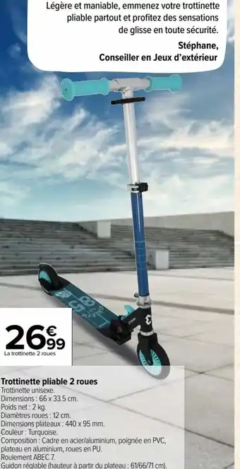 Carrefour Market Trottinette pliable 2 roues Trottinette unisexe. offre