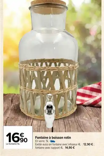 Carrefour Market Fontaine à boisson rotin En verre. 5L offre