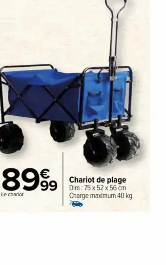 Carrefour Market Chariot de plage Dim: 75 x 52 x 56 cm Charge maximum 40 kg offre