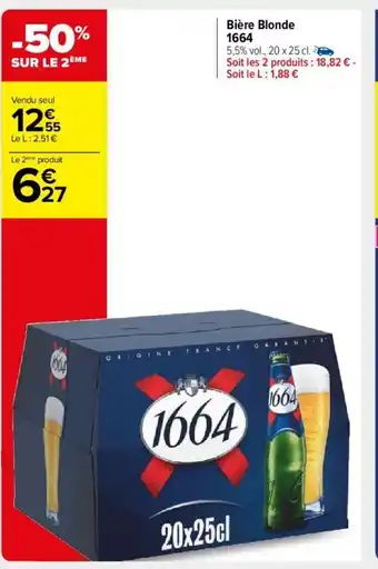 Carrefour Market Bière Blonde 1664 offre