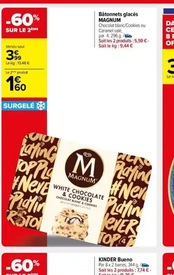Carrefour Market Bâtonnets glacés MAGNUM offre