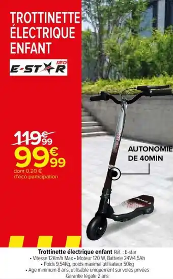 Carrefour Market TROTTINETTE ÉLECTRIQUE ENFANT offre