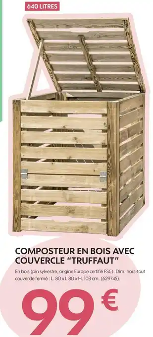 Truffaut Truffaut composteur en bois avec couvercle offre