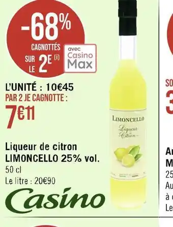 Casino liqueur de citron limoncello 25% vol.