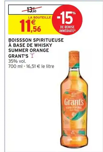 Intermarché Grant's boissson spiritueuse à base de whisky summer orange offre