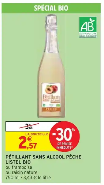 Intermarché Pétillant sans alcool pêche offre