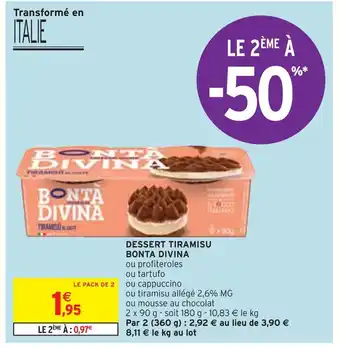 Intermarché Bonta divina dessert tiramisu offre