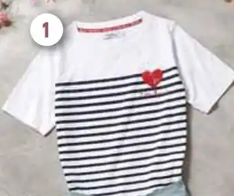 Intermarché Little marcel tee-shirt rayé et cœur femme offre