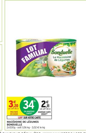 Intermarché Bonduelle macédoine de légumes offre