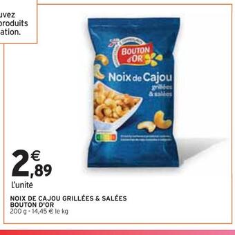 Intermarché Bouton d'or noix de cajou grillées & salées offre