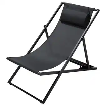 Maisons du Monde Chaise longue / chilienne pliante en métal gris anthracite offre