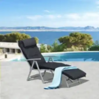 E.Leclerc Brico Bain de soleil pliable transat inclinable 7 positions chaise longue grand confort avec matelas + accoudoirs métal époxy texti offre