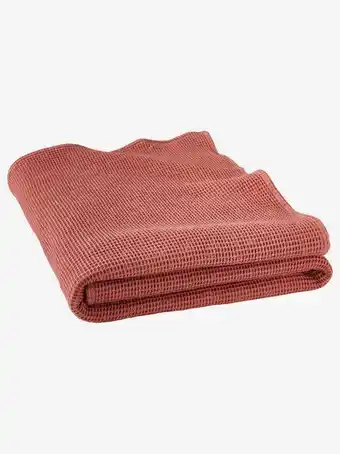 Vertbaudet Couvre-lit nid d'abeille gaufrette - terracotta offre
