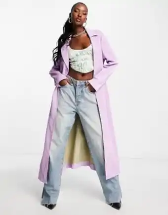 Jayley - trench-coat en daim synthétique - lilas