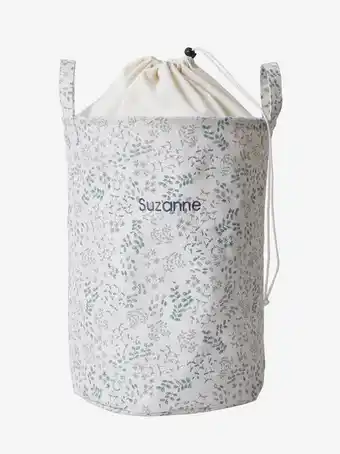 Panier a linge fleurs - blanc imprime