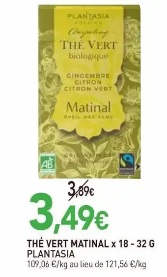 naturéO Thé vert matinal x18 32g plantasia offre
