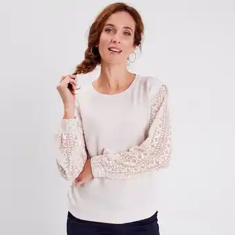 T-shirt manches longues creme ...