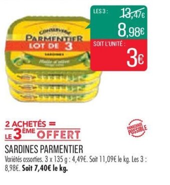 Match SARDINES PARMENTIER offre