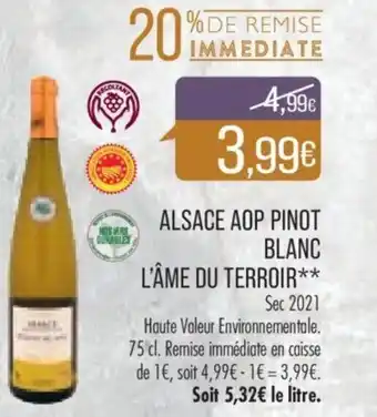 Match ALSACE AOP PINOT BLANC L'ÂME DU TERROIR** offre