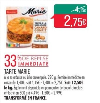 Match TARTE MARIE offre