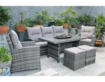 Brico Dépôt Blooma ensemble coffee set lanzarote 6 personnes structure acier et résine tressée offre