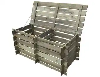 Brico Dépôt Composteur double en pin 390 l - l. 116 x l. 58 x h. 55 cm. offre