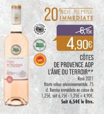 Match CÔTES DE PROVENCE AOP L'ÂME DU TERROIR** offre