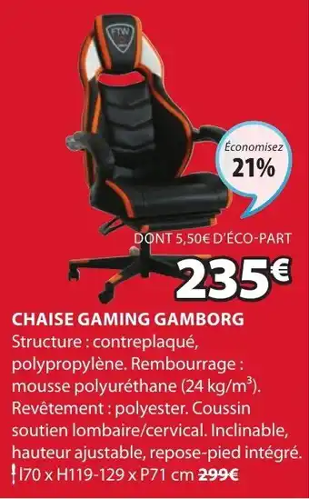 JYSK CHAISE GAMING GAMBORG offre
