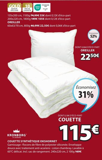 JYSK COUETTE SYNTHÉTIQUE OKSHORNET offre
