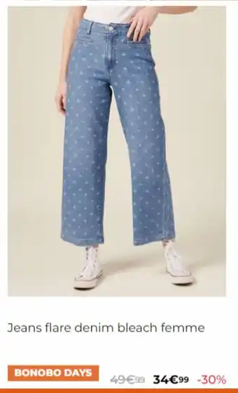 Bonobo Jeans flare denim bleach femme offre