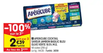 Leader Price Apericube cocktail saveur jambon basilic bleu olive verte offre